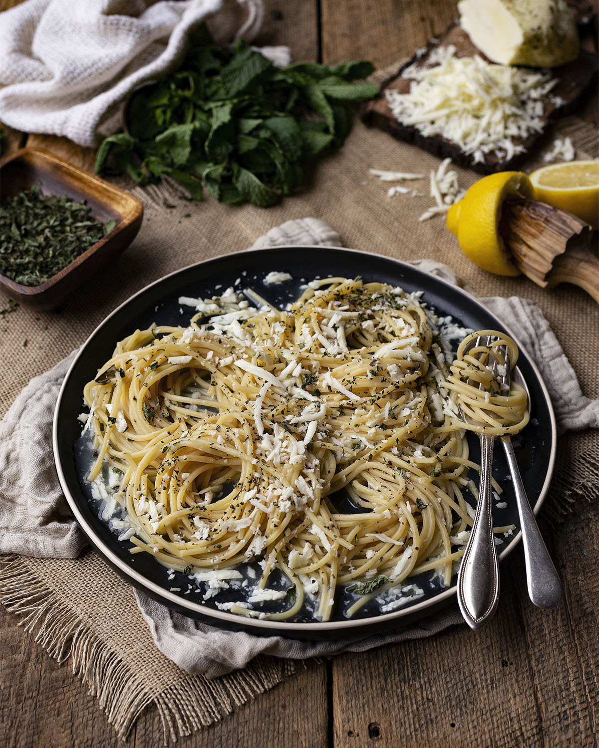 Cypriot Halloumi and Mint Lemony Pasta (Makaronia Vrasta) - Irene Matys